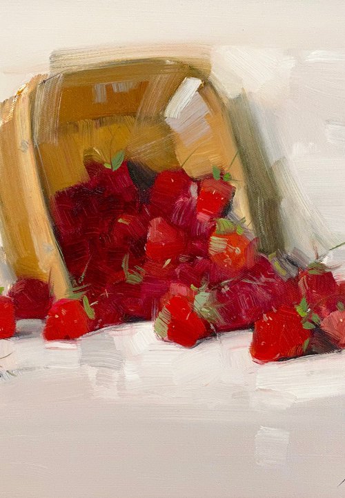 Strawberries, Original oil painting, Handmade artwork, One of a kind by Vahe Yeremyan