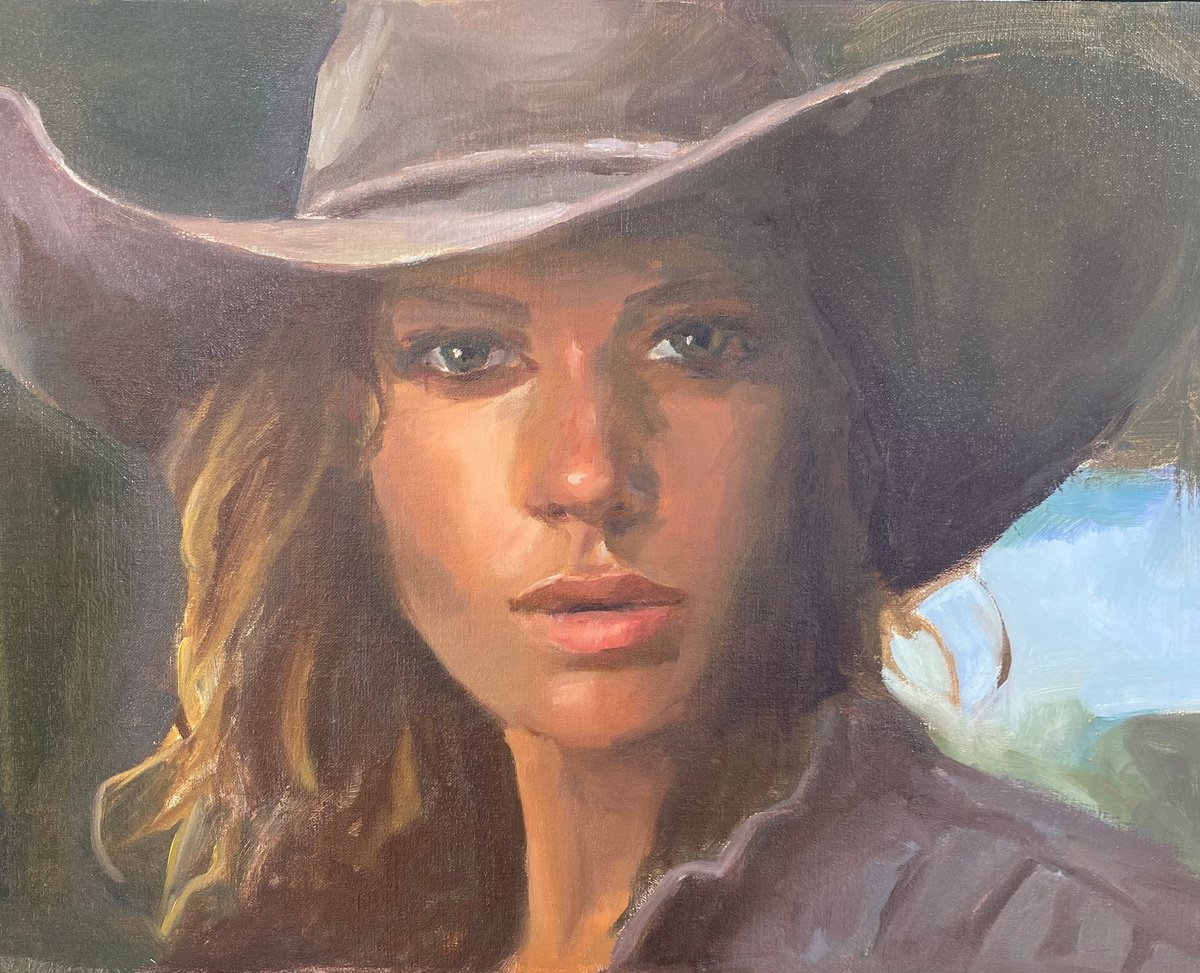 Oil Painting , Cowgirl Rising By Leslie Singer, 14 X 11, Artwork For Sale On Artfinder