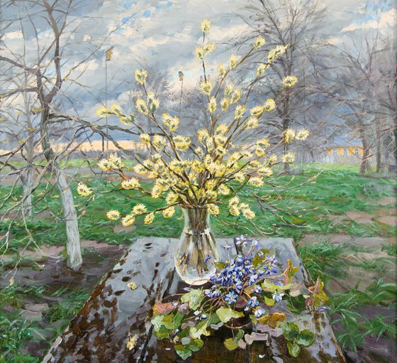 Still Life with Catkins and Snowdrops