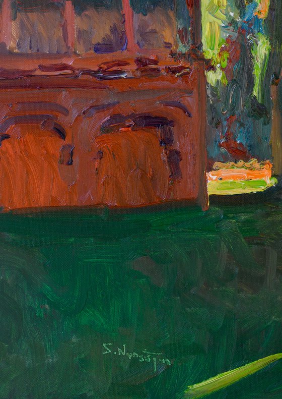 Morning and Cypresses, California