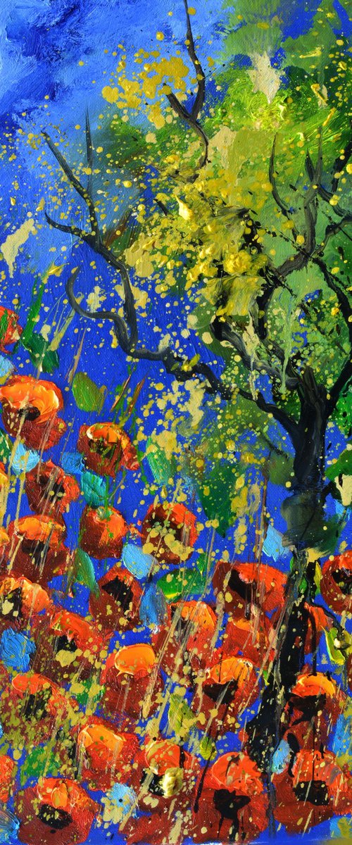 A tree amid red poppies by Pol Henry Ledent