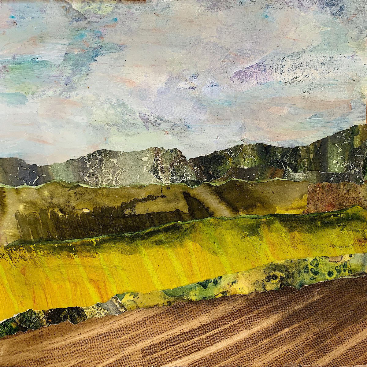 Expressive Landscape Watercolour By Suzsi Corio, 12 X 12", Layered Landscape, Original Artwork