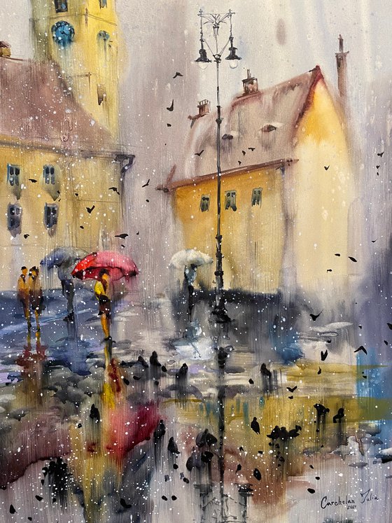 Sold Watercolor “Transilvania. Sibiu” perfect gift