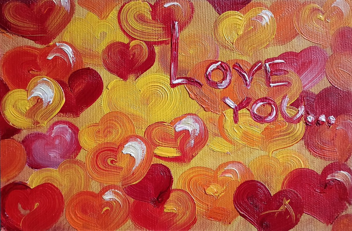 Heart rhythm - love you, oil painting, love, lovers, heart, for woman, gift for lovers, in... by Anastasia Kozorez