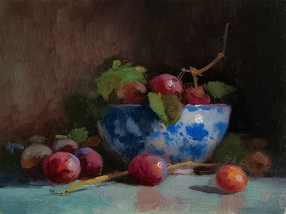Grapes and Porcelain Bowl.