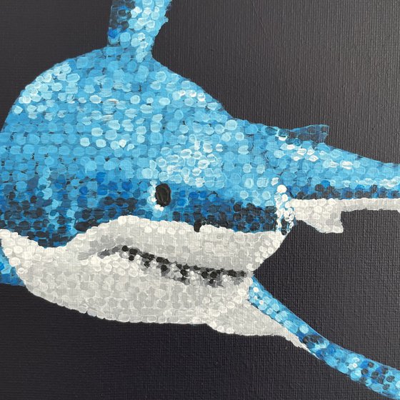 The Great White Shark - pointillism painting