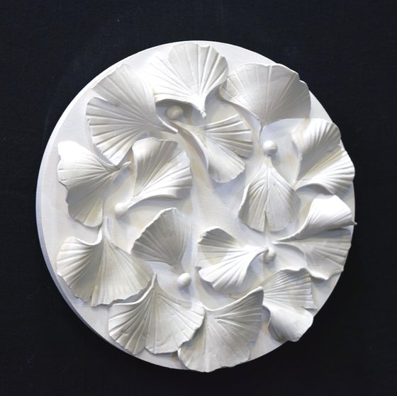 Ginkgo Leaves - Clay on Wooden panel