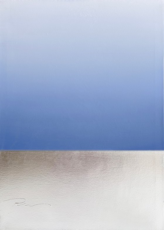 Minimalist Blue on Silver Sea