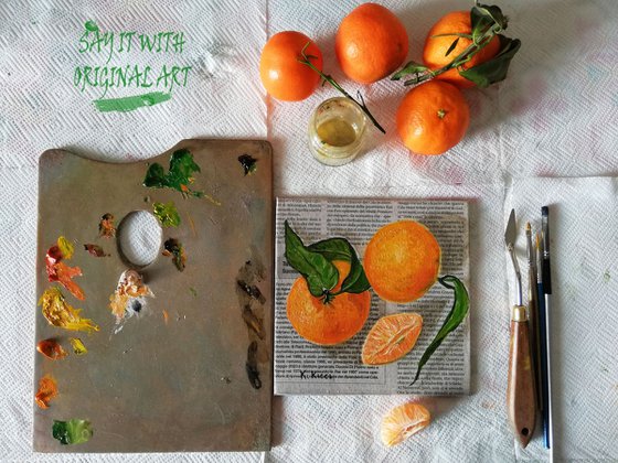 Tangerines on Newspaper