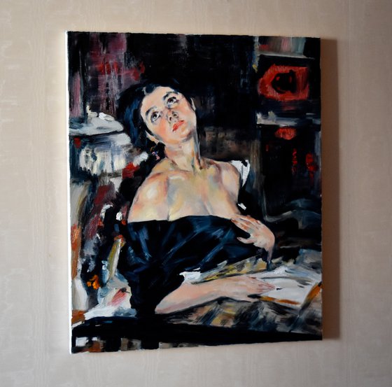 Work of study: "Lady in Black" by Nicolai Fechin