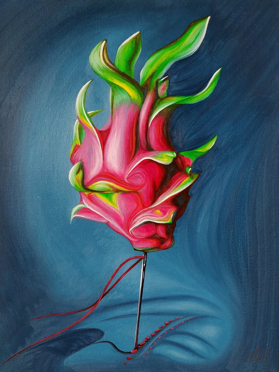 Surrealistic Botanical Oil Painting By Anna Shabalova, 12 X 16, Keep Your Balance, Original Artwork