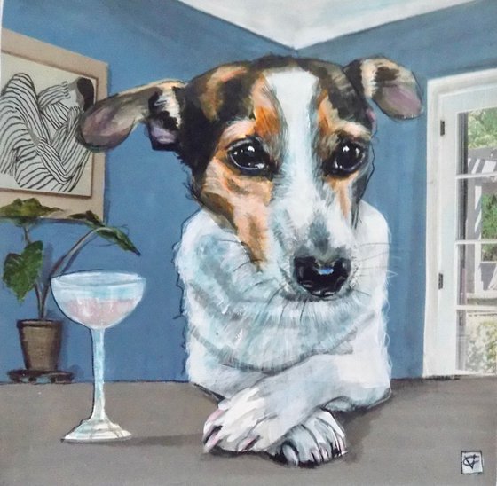 Jack Russell painting called 'Weight Of The World"