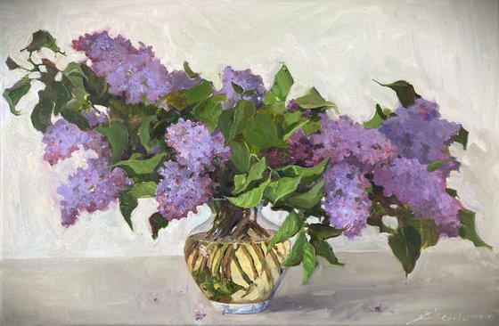 Oil Painting Still life with Lilac