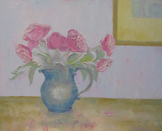 Roses in Blue Jug