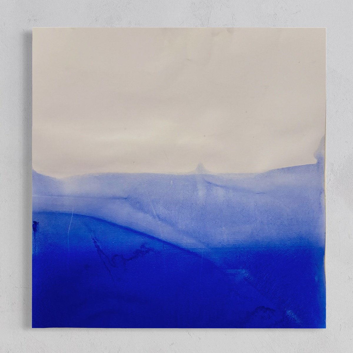 Abstract Landscape Charcoal Drawing By Marilina Marchica, 20 X 21", Blue Landscape, Original Artwork