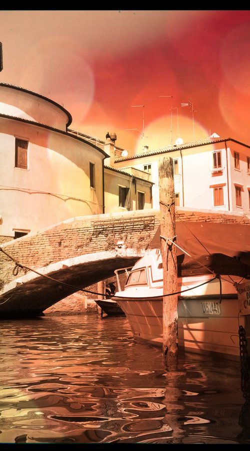 Venice sister town Chioggia in Italy - 60x80x4cm print on canvas 01153m1 READY to HANG by Kuebler