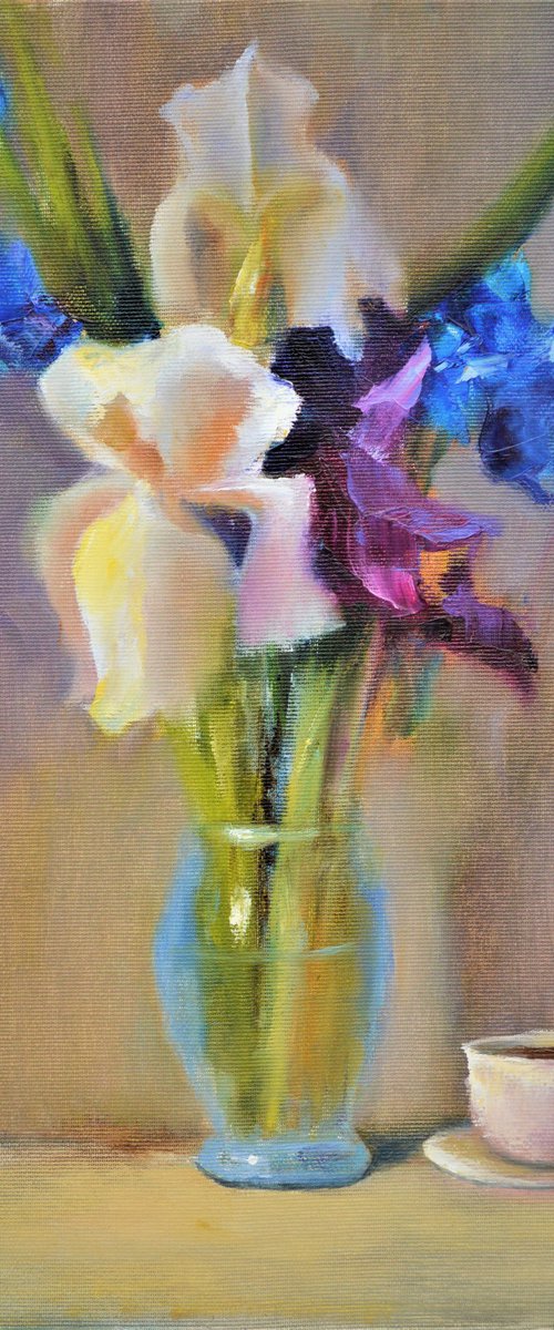 Irises Still Life by Elena Lukina