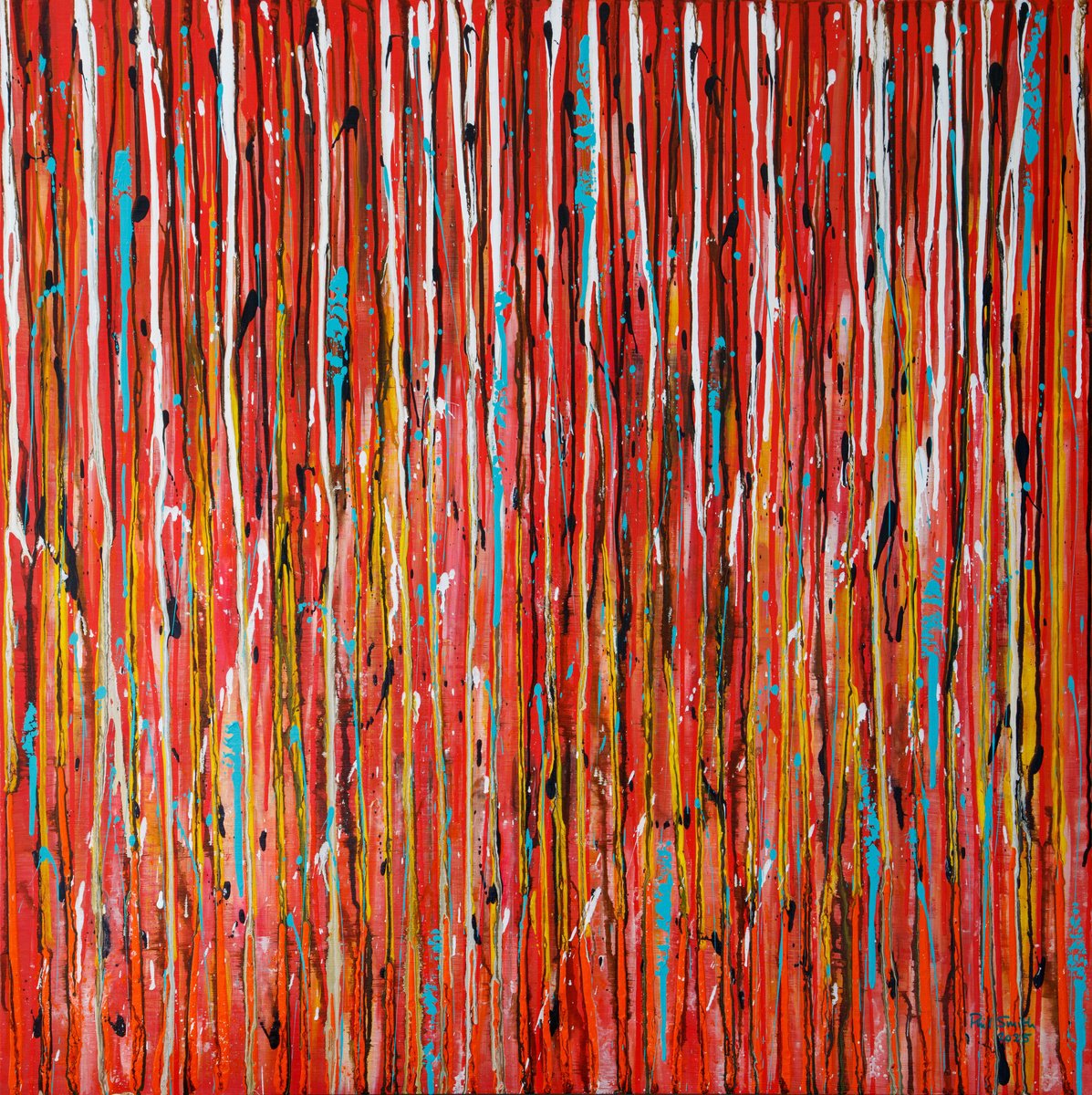 Organic Abstract Acrylic Painting By Phil Smith, 45 X 45", Vertical Space, Original Artwork