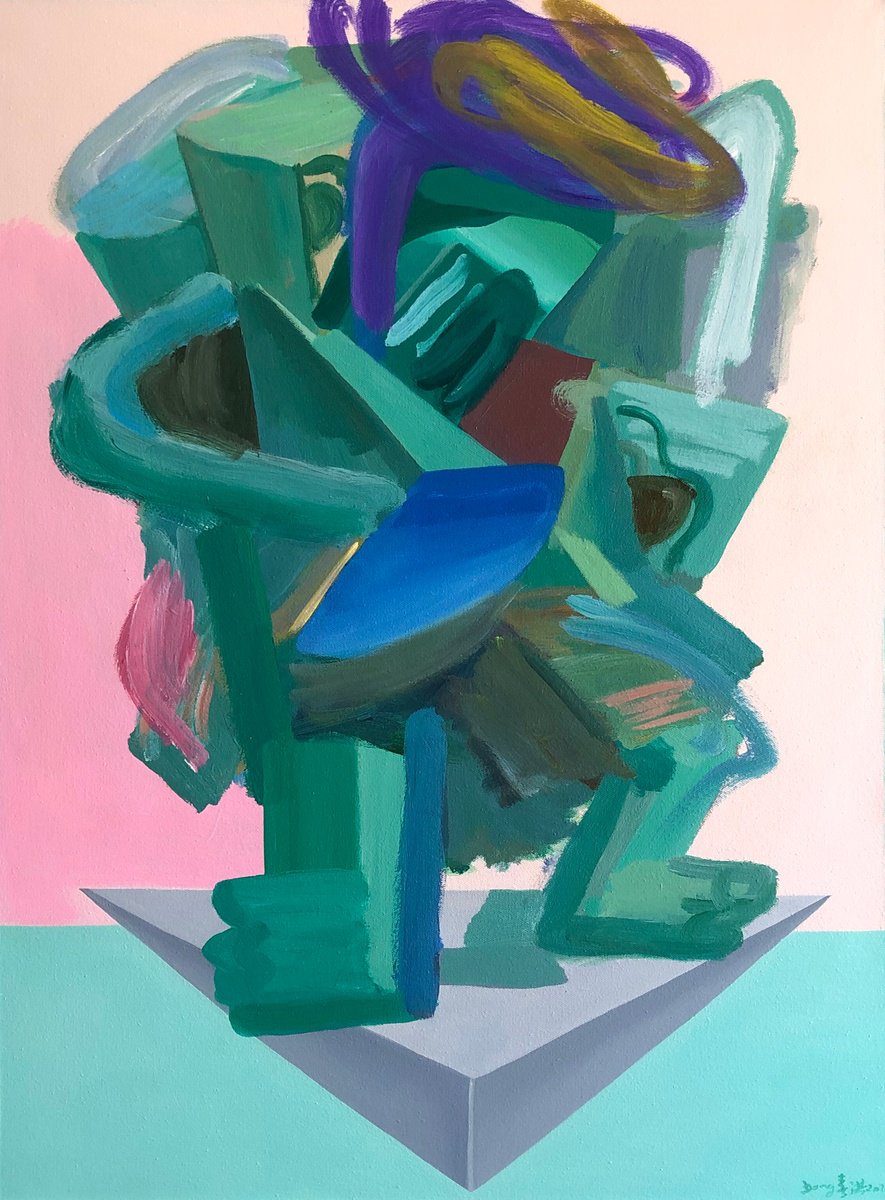 Expressive Portrait Acrylic Painting By Chunhong Dong, 29 X 39, Actor-34, Original Artwork