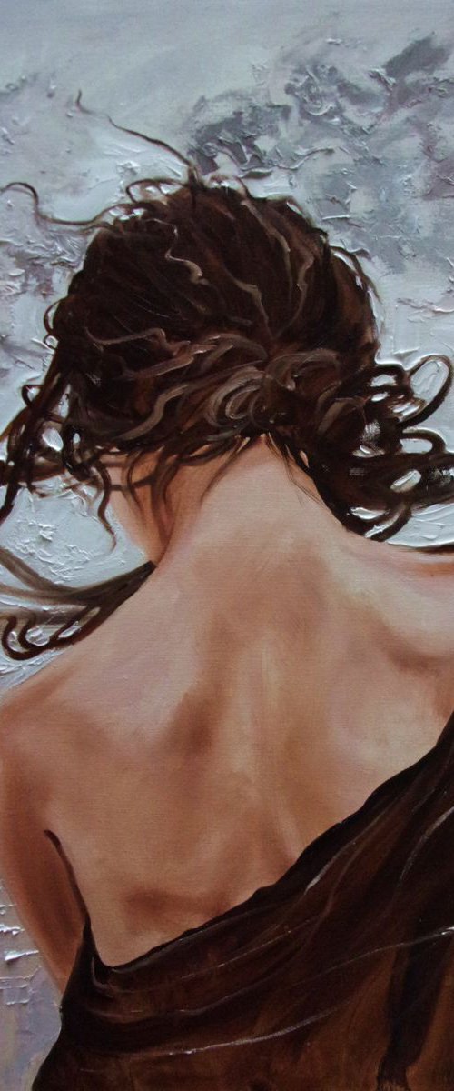 " STORM ... "- SKY SEA SAND liGHt  ORIGINAL OIL PAINTING, GIFT, PALETTE KNIFE by Monika Luniak