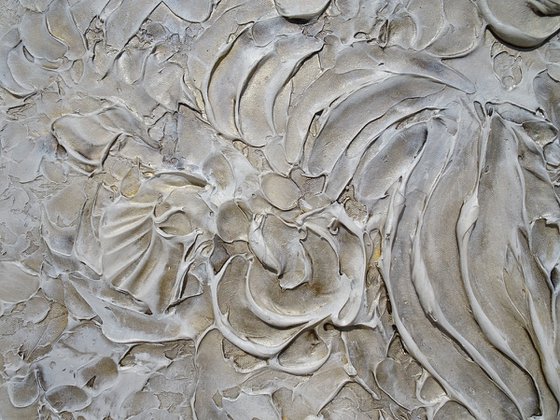 Sanibel Island Shelling. Abstract Beige, Gray, Taupe, Silver Textured 3D Art, Coastal Painting