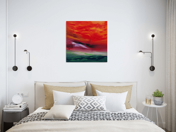 Sky Element II, 60x60 cm, Deep edge, Original abstract painting, oil on canvas