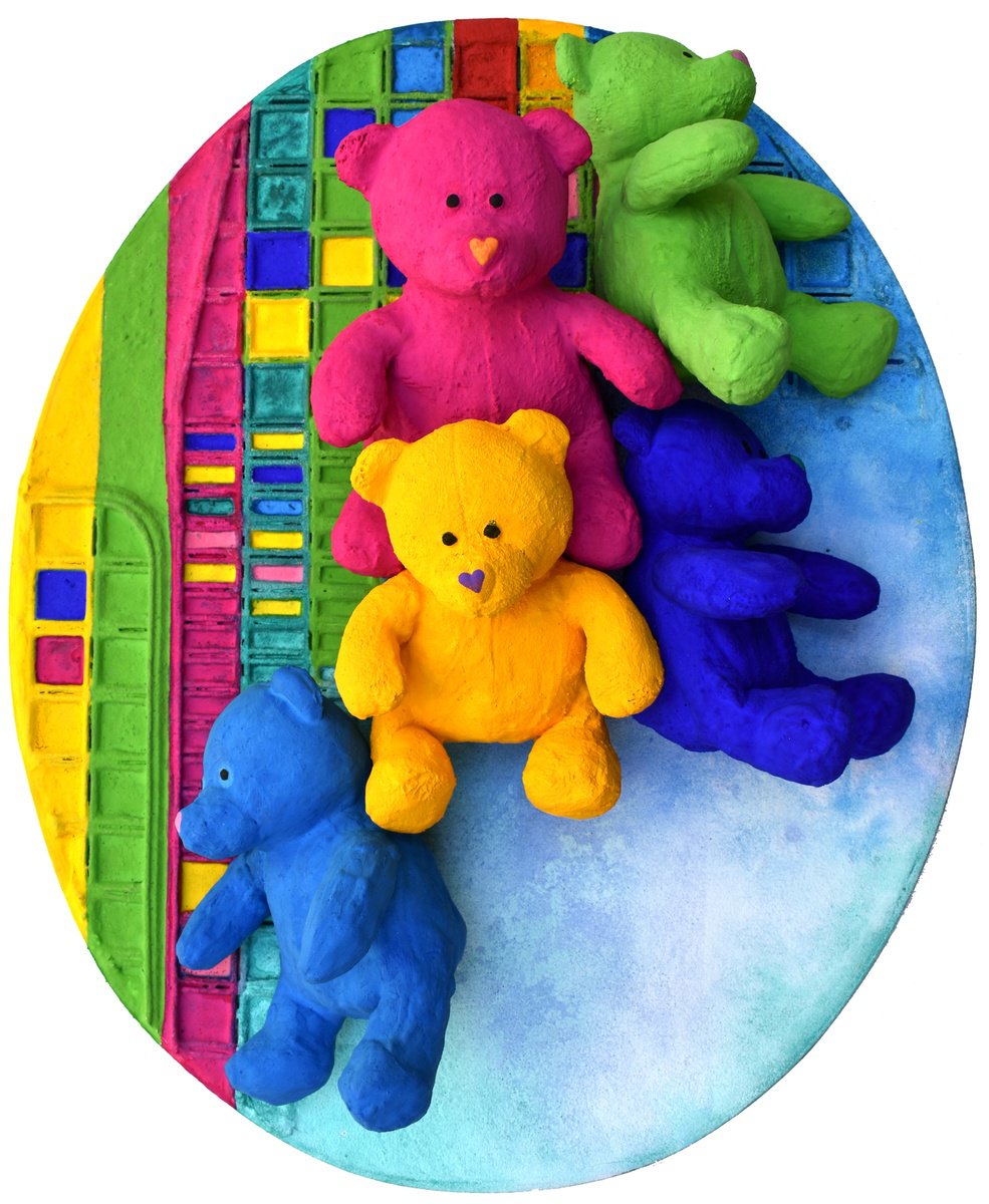 Urban And Pop Abstract Photograph By Milena Nicosia, 18 X 22", Teddy Bears N.2, Original Artwork