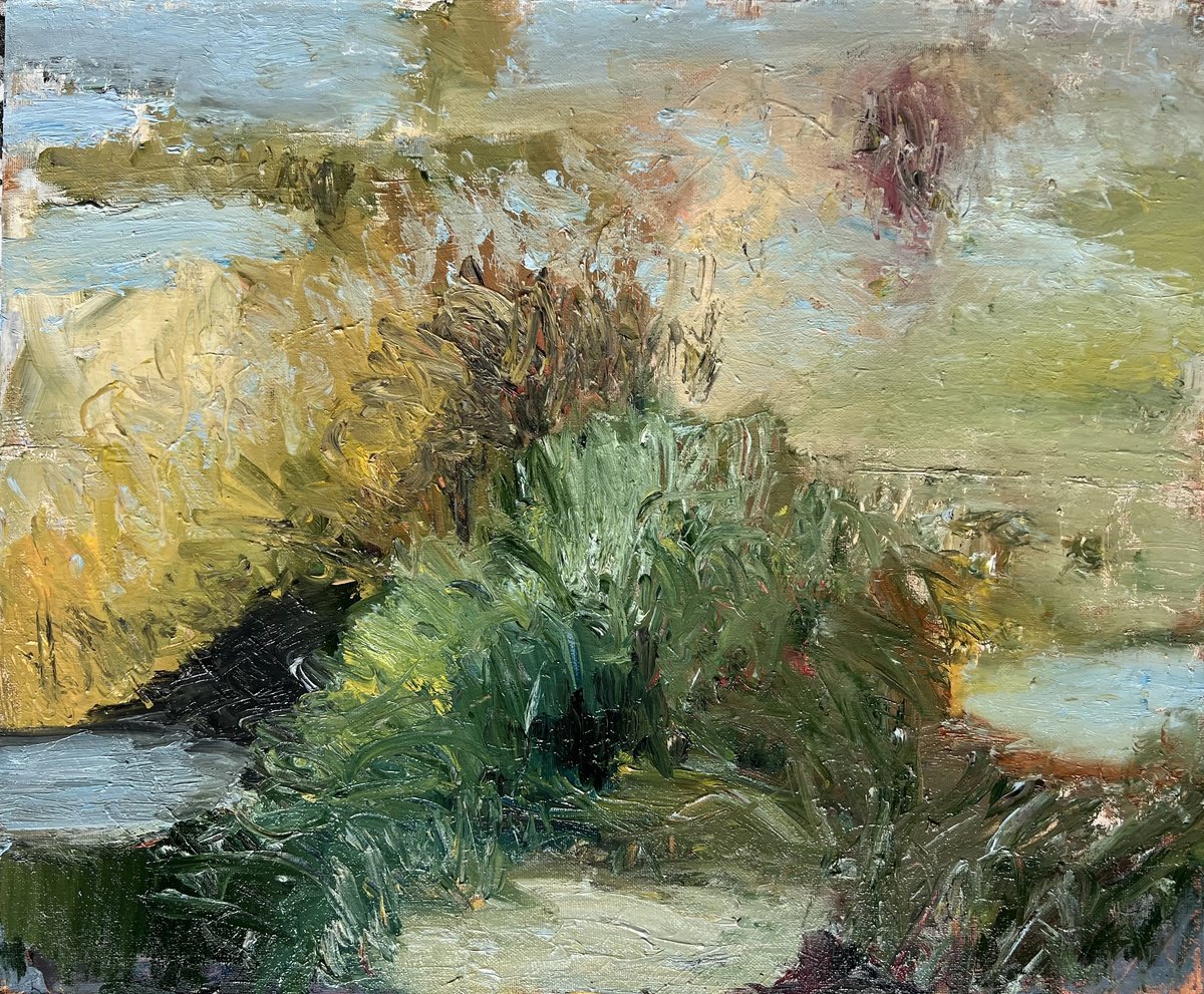 Organic Botanical Oil Painting By Egle Kurlianskaite, 24 X 20, Quiet Cave, Original Artwork