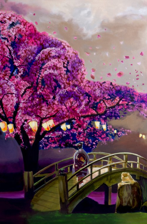 Sakura, the Geisha and the Cherry Blossoms by Gordon Bruce