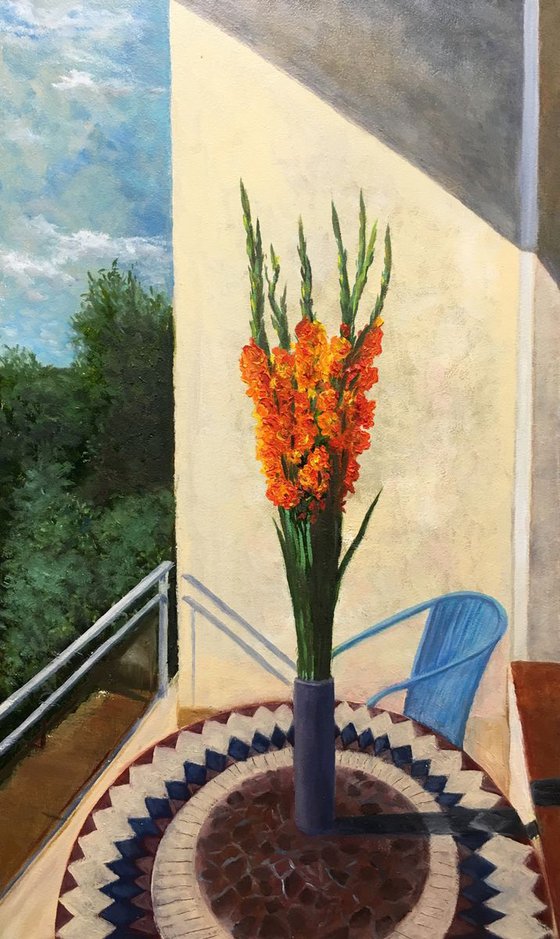 Gladioluses on the balcony