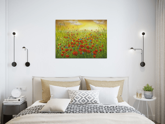 Sunset at the poppy field