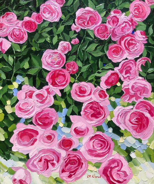 Childhood memories. Pink roses in the morning. by Ulyana Korol