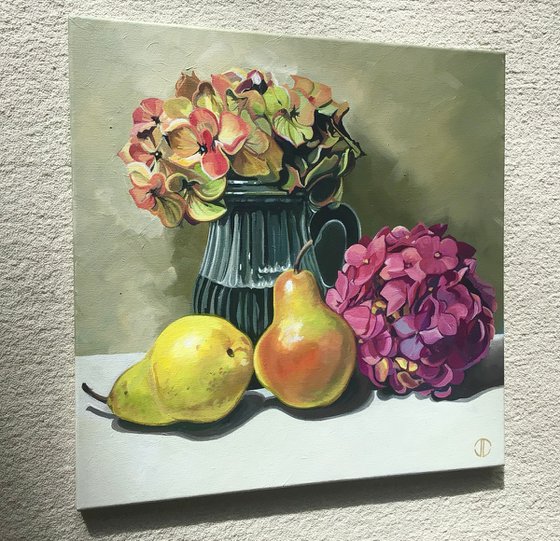 Pears And Hydrangea Flowers