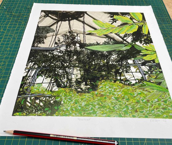Palmehuset linocut