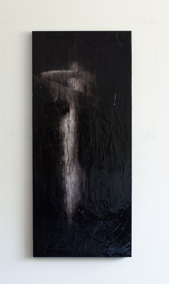 "Feel you Falling" (80x35x2,5cm) - Unique portrait artwork on wood (abstract, portrait, gouache, original, painting, coffee, acrylic, oil, watercolor, encaustics, beeswax, resin, wood, fingerpaint)