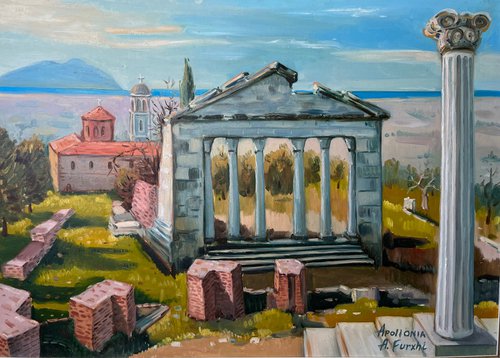 Apollonia, Fier Albania . painting 50x70cm by Altin Furxhi
