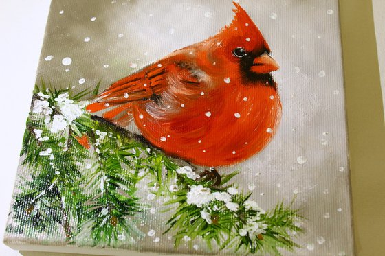 Christmas cardinal painting