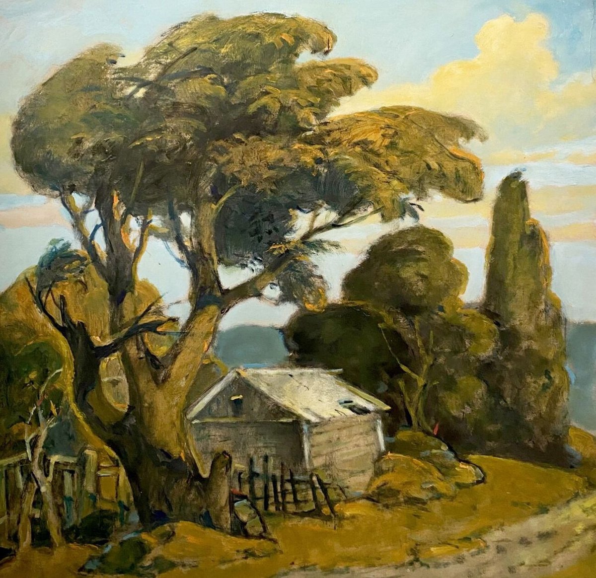 Impressionistic Landscape Oil Painting By Oleg And Alexander Litvinov, 20 X 22", White Roof, Original Artwork