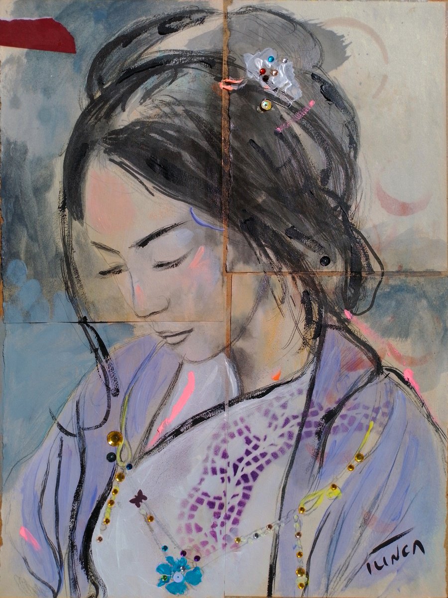 Impressionistic Portrait Painting By Catalin Ilinca, 15 X 19, Masae (L