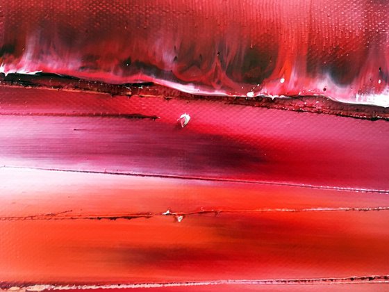 "Crimson Cascade" - FREE USA SHIPPING - Original PMS Oil Painting On Canvas - 24" x 36"