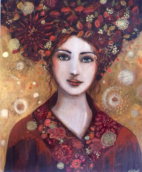 "October fauwn"  woman portrait 60x50cm.