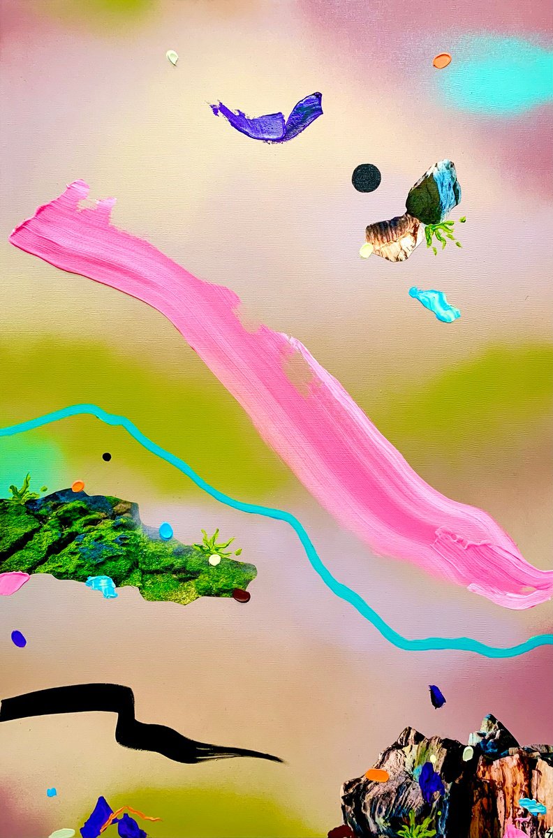 Abstract Landscape Painting By Sara Hoque, 25 X 37", Terrain, Original Artwork