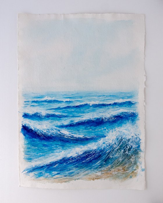 "Ocean Diary, July 25th, 2019" mixed-media painting
