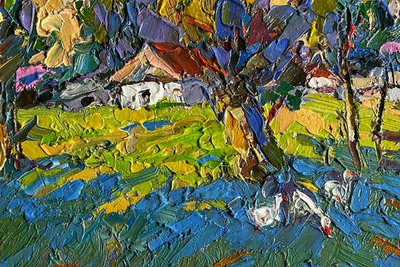 Geese behind the trees
