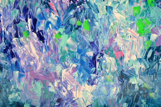 Camille in Giverny Garden - XXL 120x100 cm Big Painting, - Large Canvas Abstract Painting - Ready to Hang, Canvas Wall Decoration