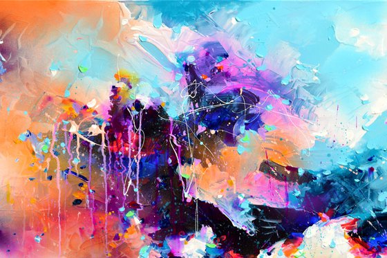 Fresh Moods 88 - 150x60 cm Large Abstract Pallet Knife Colourful Painting