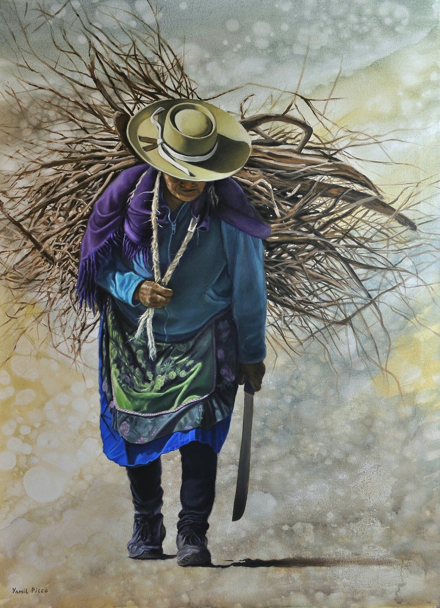 Expressive Portrait Painting By Yamil Picco, 31 X 43", Mujer De La Tierra, Original Artwork