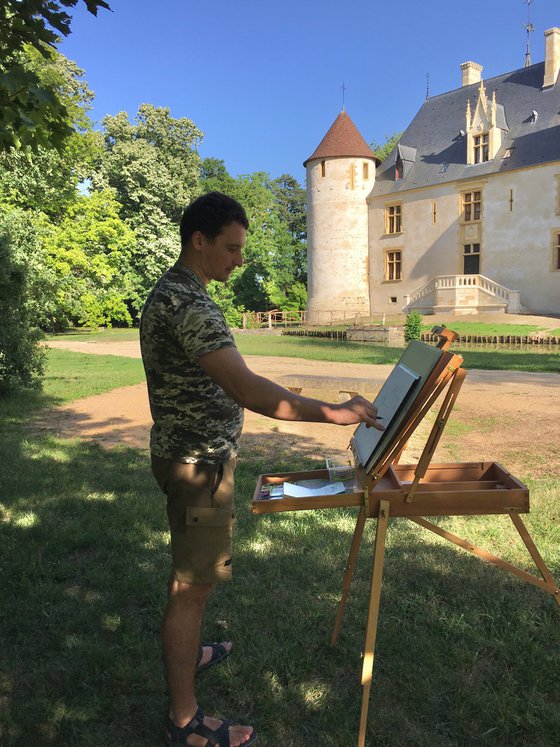 France Castle Château d'Ainay-le-Vieil Watercolor painting