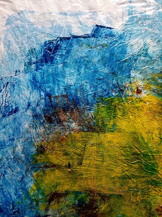 Senza Titolo 181 - abstract landscape - ready to hang - 72 x 81 x 2 cm - acrylic painting on stretched canvas