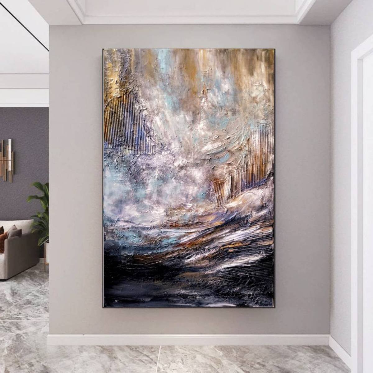 Horizon 80x120cm Abstract Textured Painting by Alexandra Petropoulou